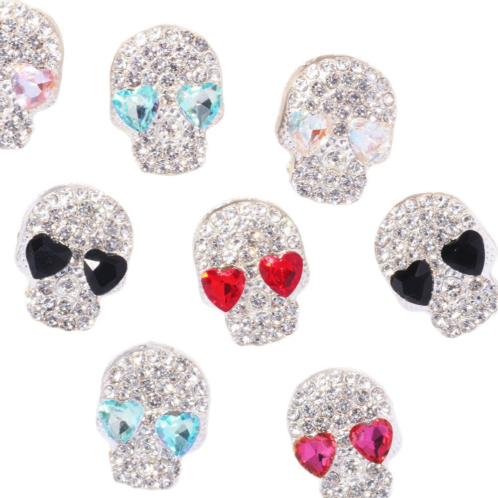 Wholesale Double-sided diamond alloy skull straight hole loose beads beaded DIY accessories